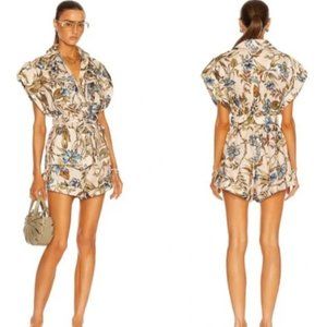 Zimmermann Aliane Roll Cuff Linen Romper